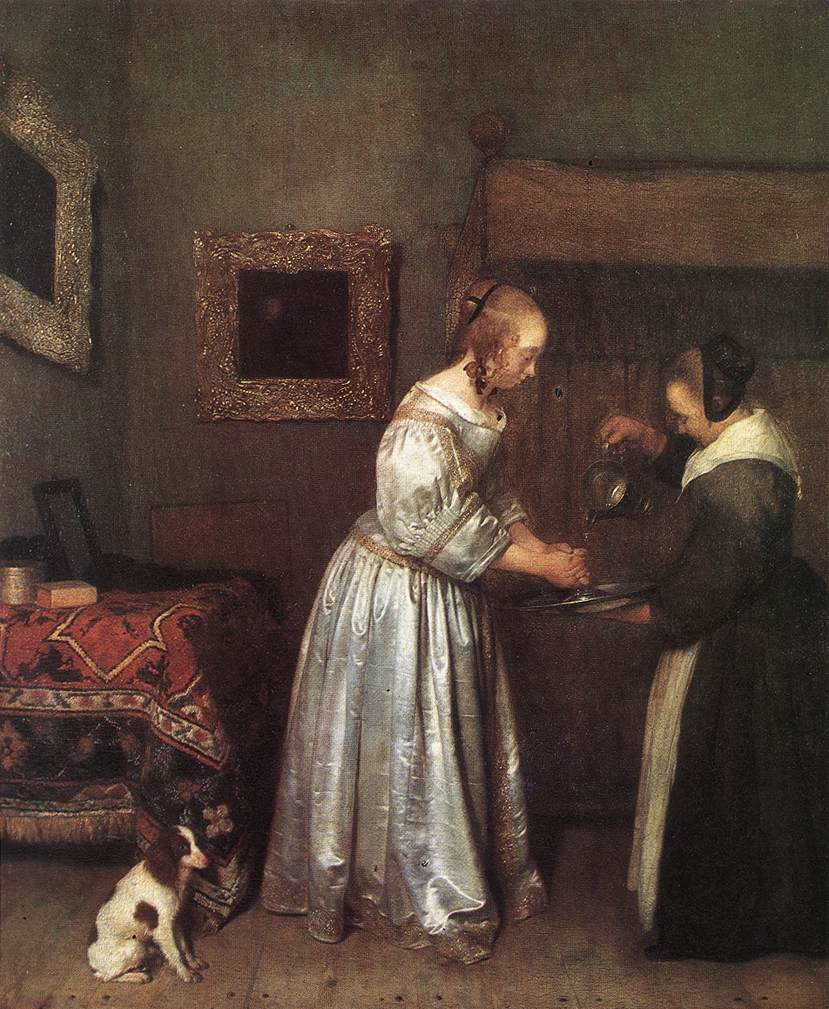 TERBORCH, Gerard Woman Washing Hands st